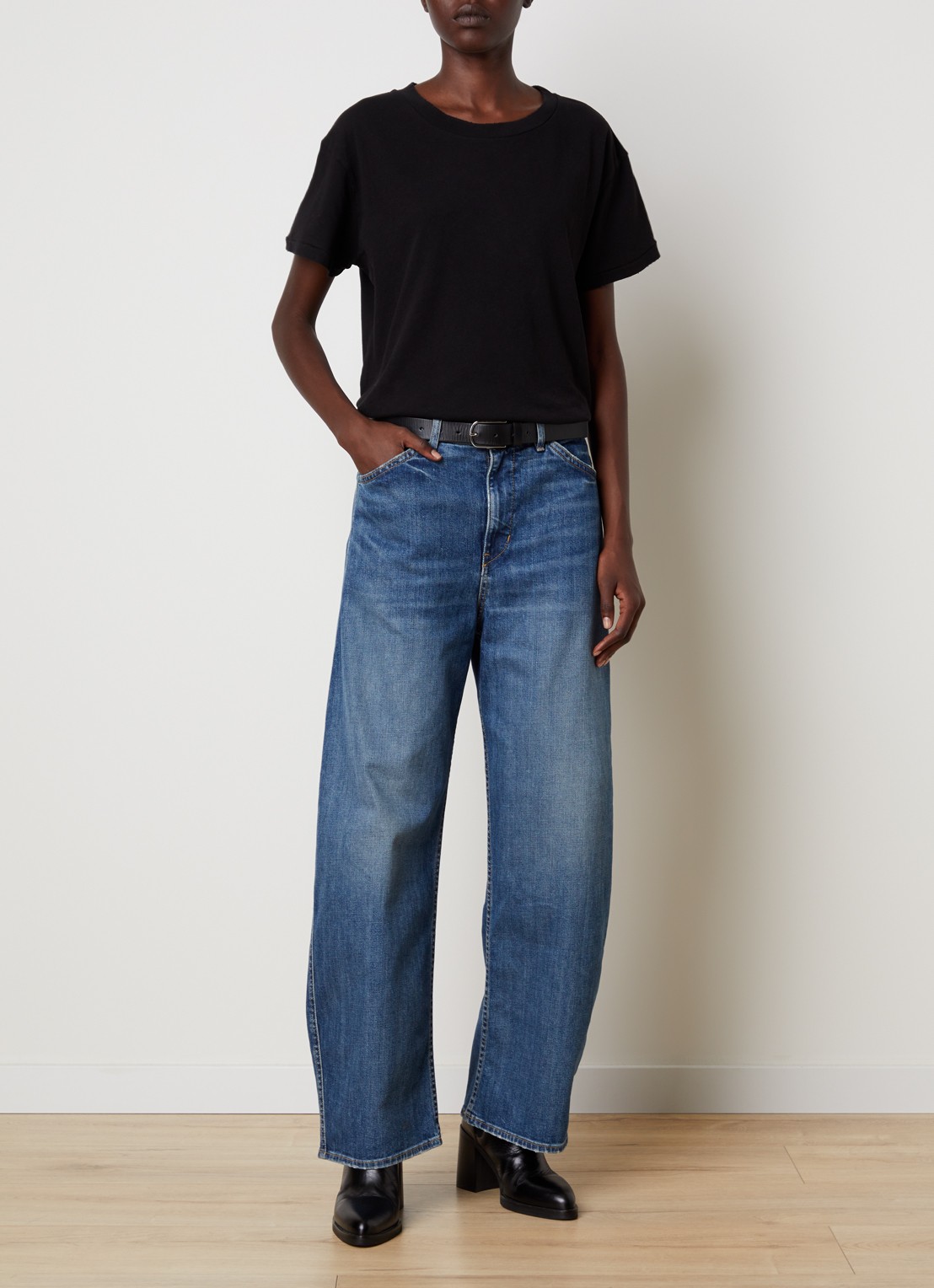 Nili Lotan Tribeca high waist wide leg jeans met medium wassing - voorkant 2 jeans
