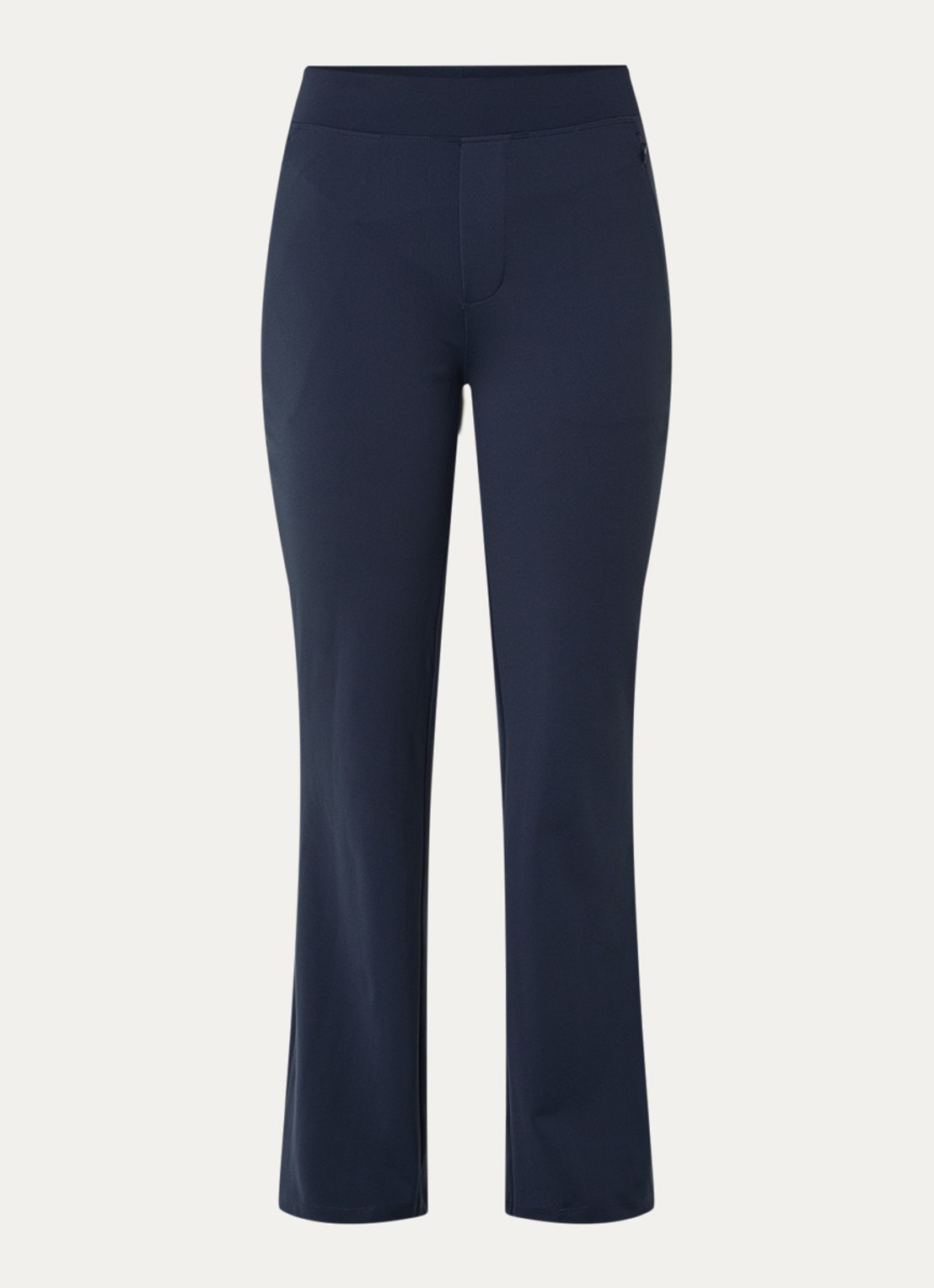 Ninepine Asana high waist bootcut fit broek met ritszakken - voorkant donkerblauw