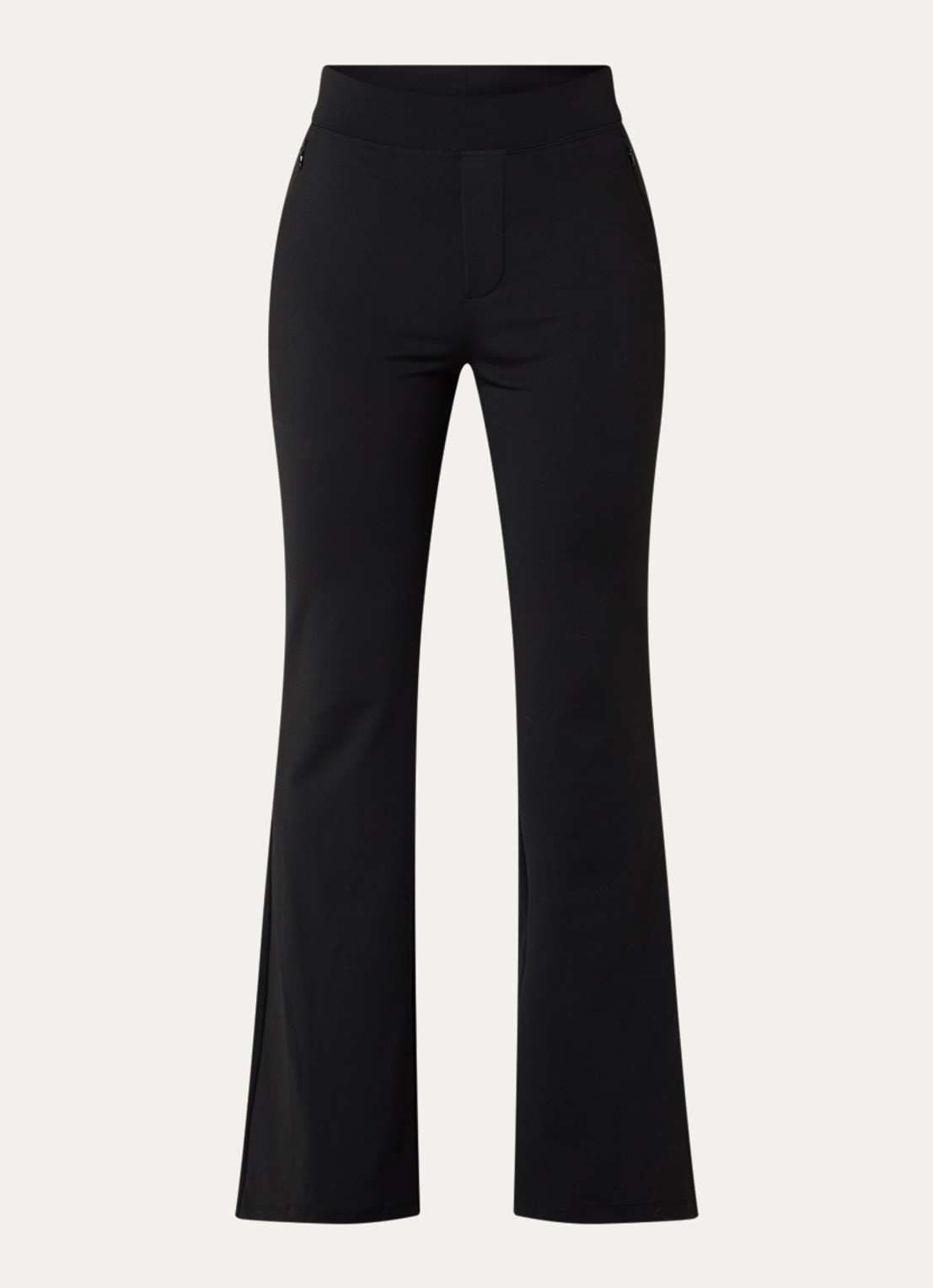 Ninepine Asana high waist flared fit broek met ritszakken - voorkant zwart