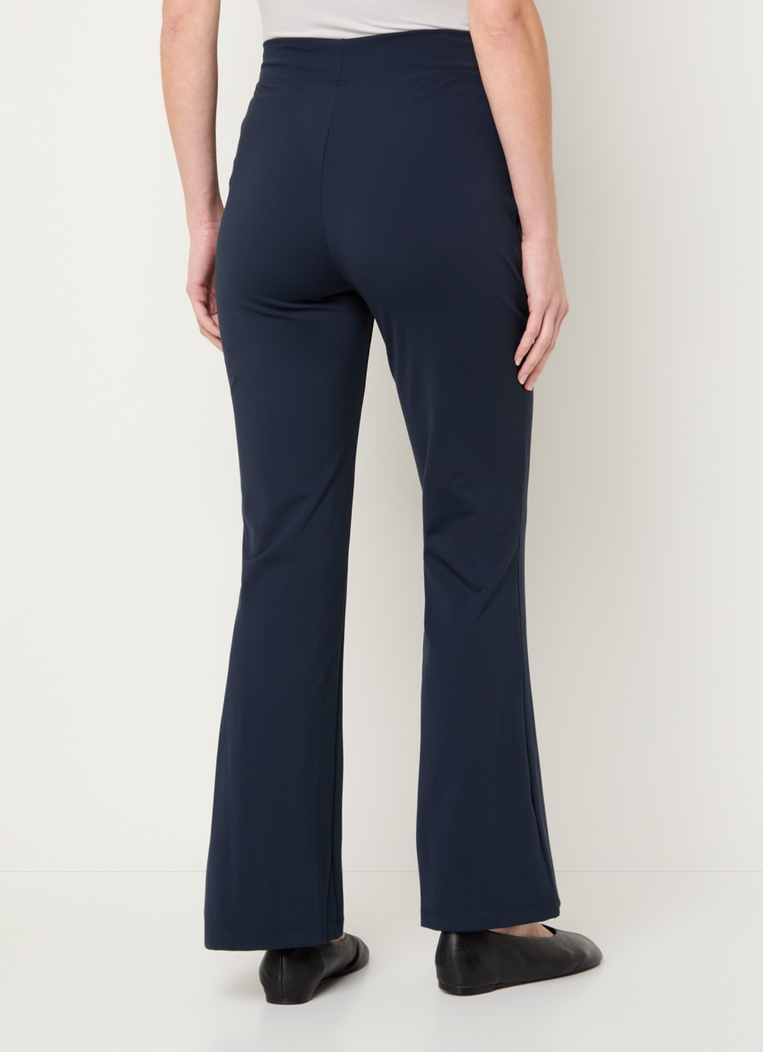 Ninepine Asana high waist flared fit broek met ritszakken - achterkant 2 donkerblauw