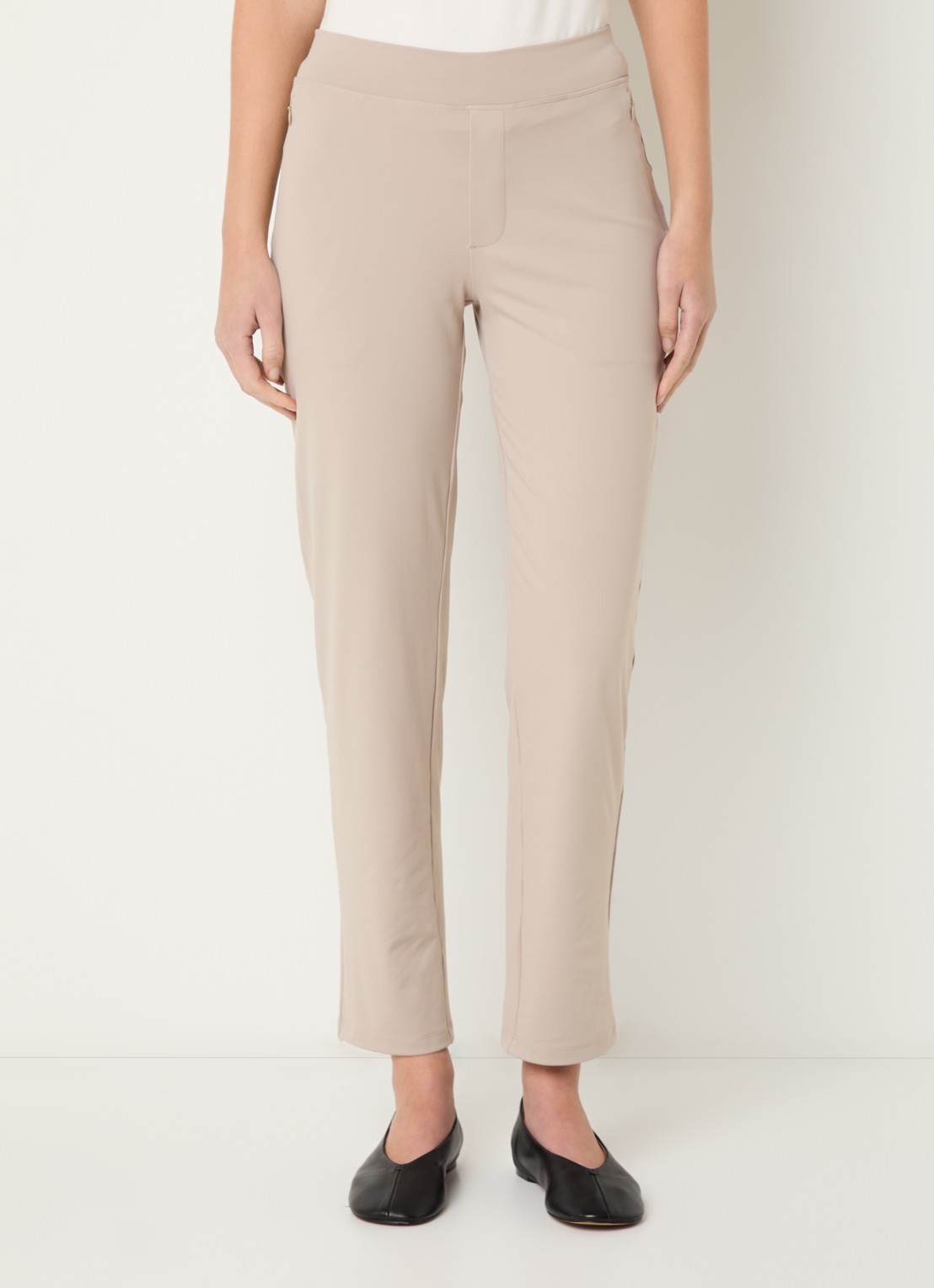 Ninepine Asana high waist slim fit broek met ritszakken - detail 4 beige