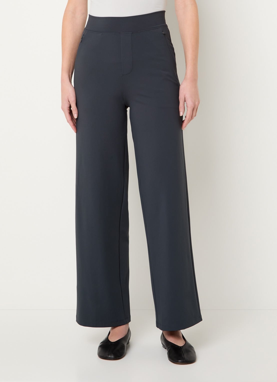 Ninepine Asana high waist straight fit broek met ritszakken - detail 2 donkergrijs