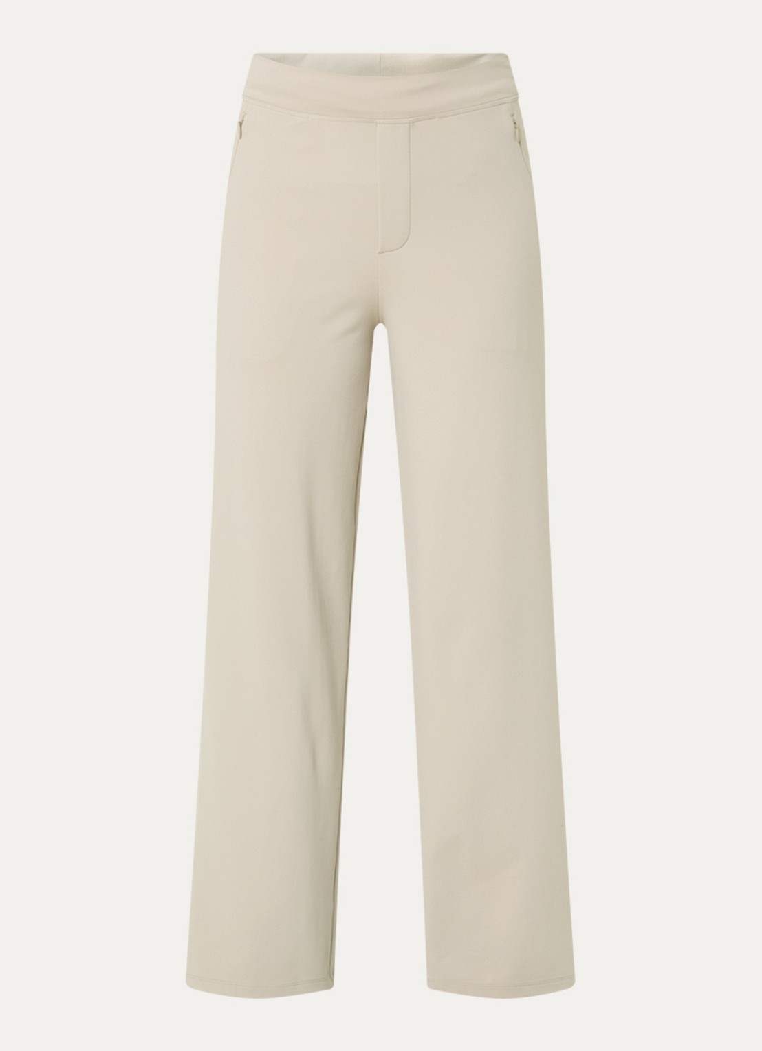 Ninepine Asana high waist straight fit broek met ritszakken - voorkant beige