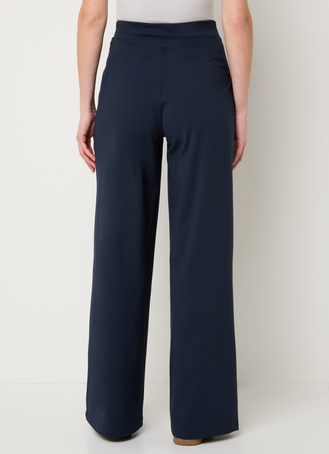 Ninepine Asana high waist wide fit broek met ritszakken - achterkant donkerblauw