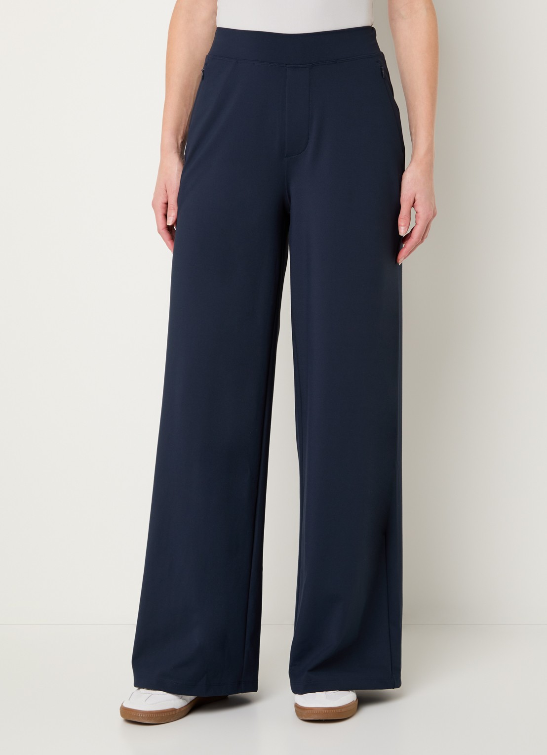 Ninepine Asana high waist wide fit broek met ritszakken - detail 4 donkerblauw