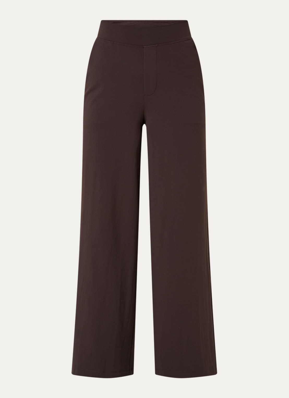 Ninepine Asana high waist wide fit broek met ritszakken - voorkant donkerbruin