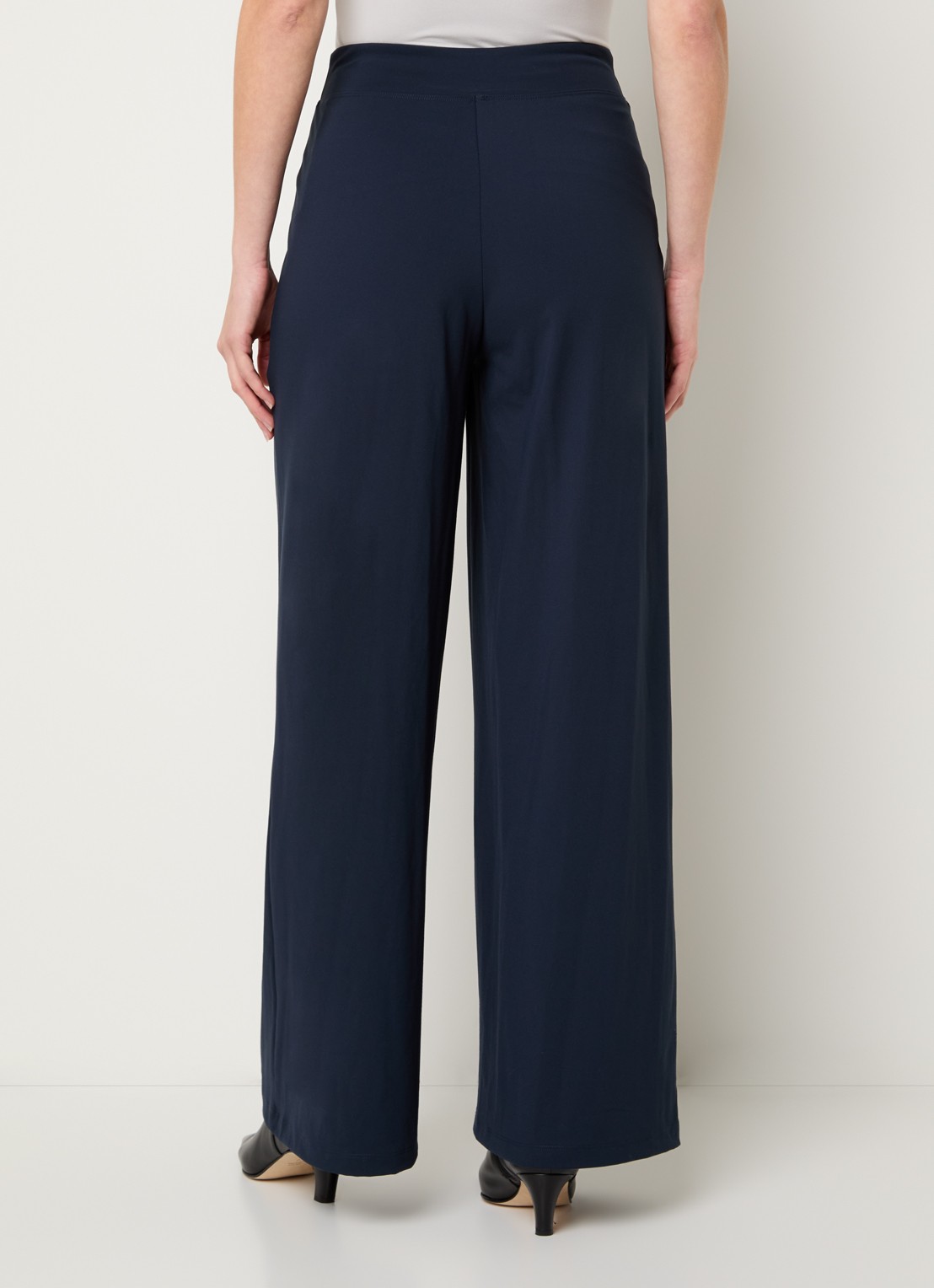 Ninepine Asana high waist wide fit broek met ritszakken - achterkant 2 donkerblauw
