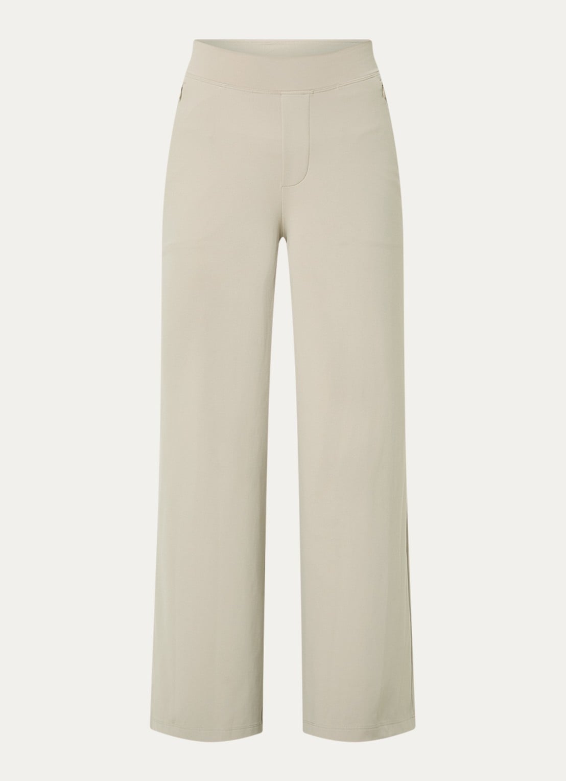 Ninepine Asana high waist wide fit broek met ritszakken - voorkant 3 beige