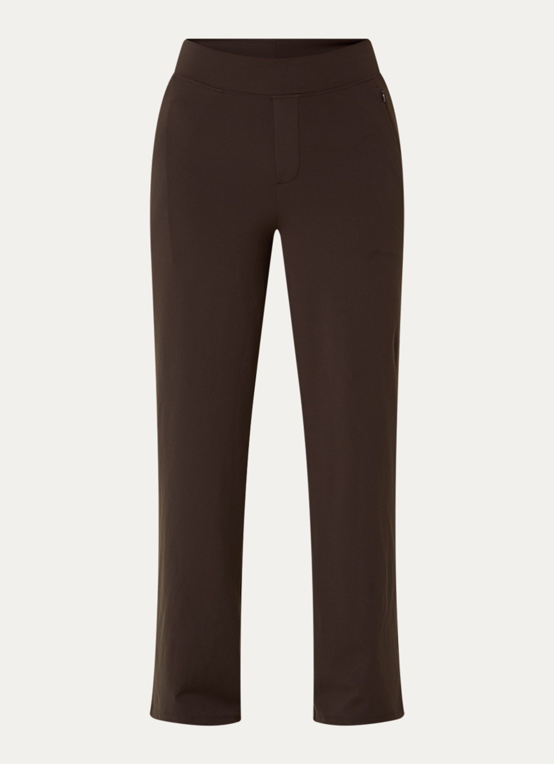 Ninepine Asana high waist wide fit pantalon met ritszakken - voorkant donkerbruin