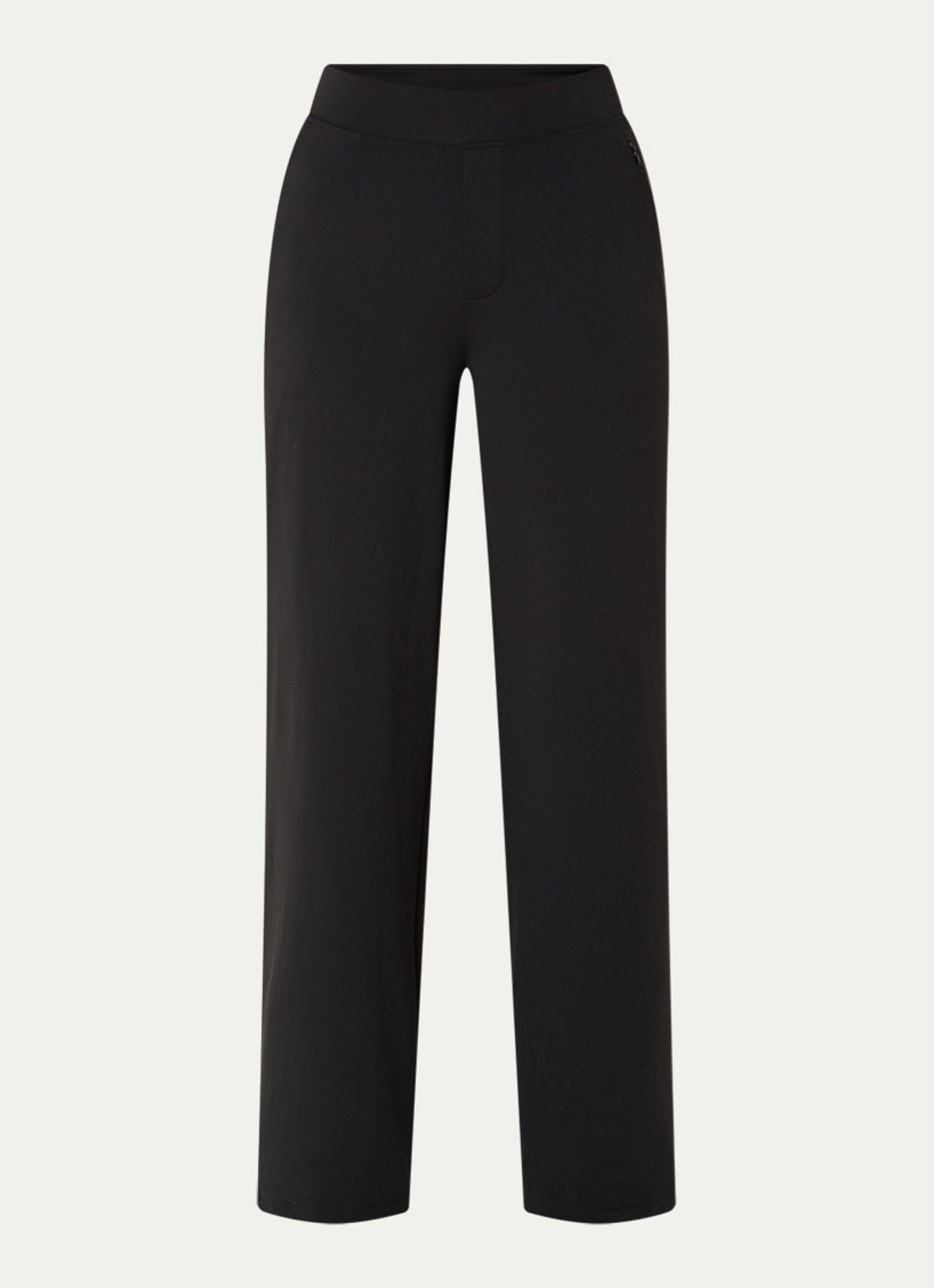 Ninepine Asana high waist wide fit pantalon met ritszakken - voorkant 3 zwart