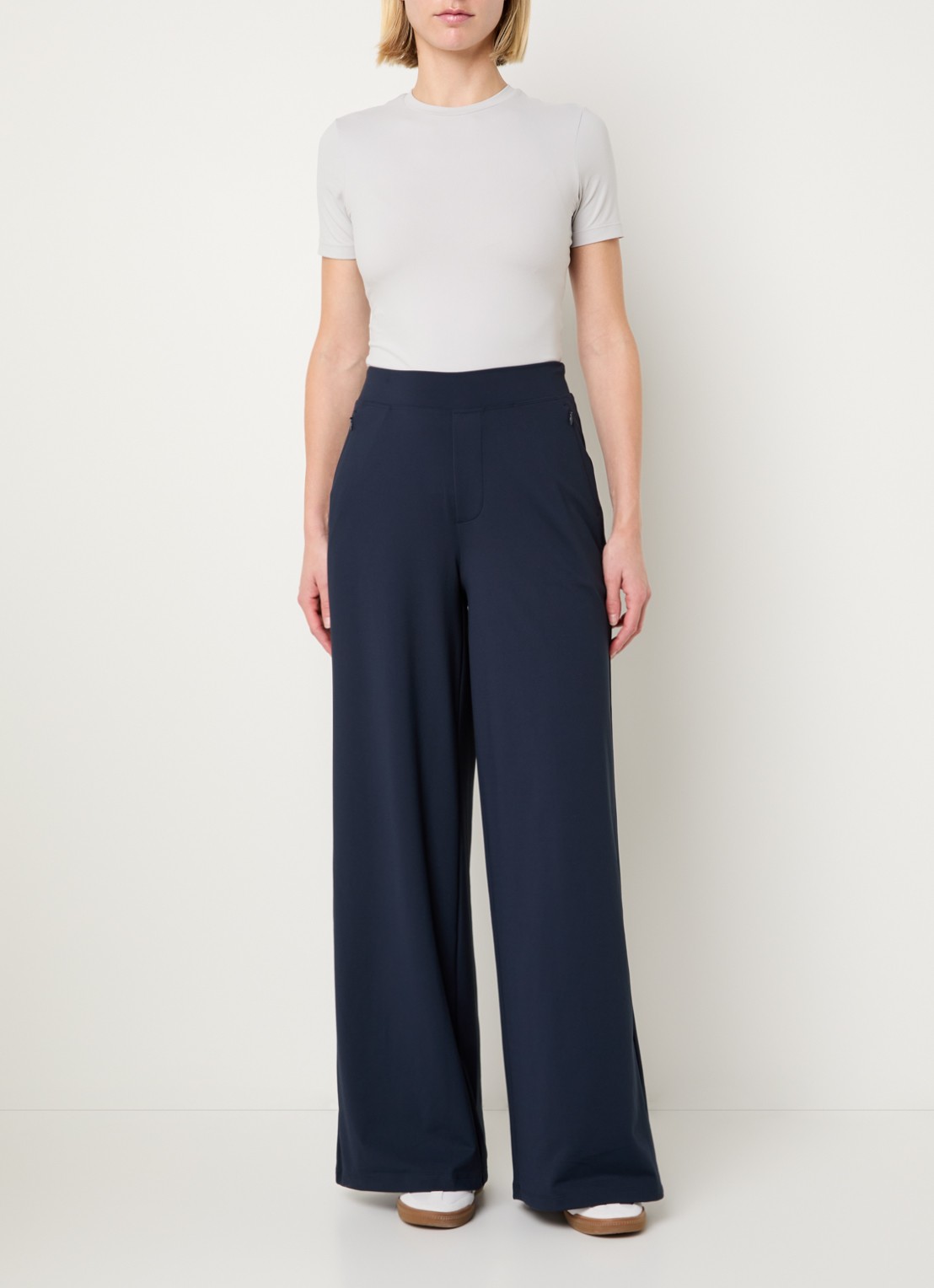 Ninepine Asana high waist wide fit pantalon - voorkant 4 donkerblauw