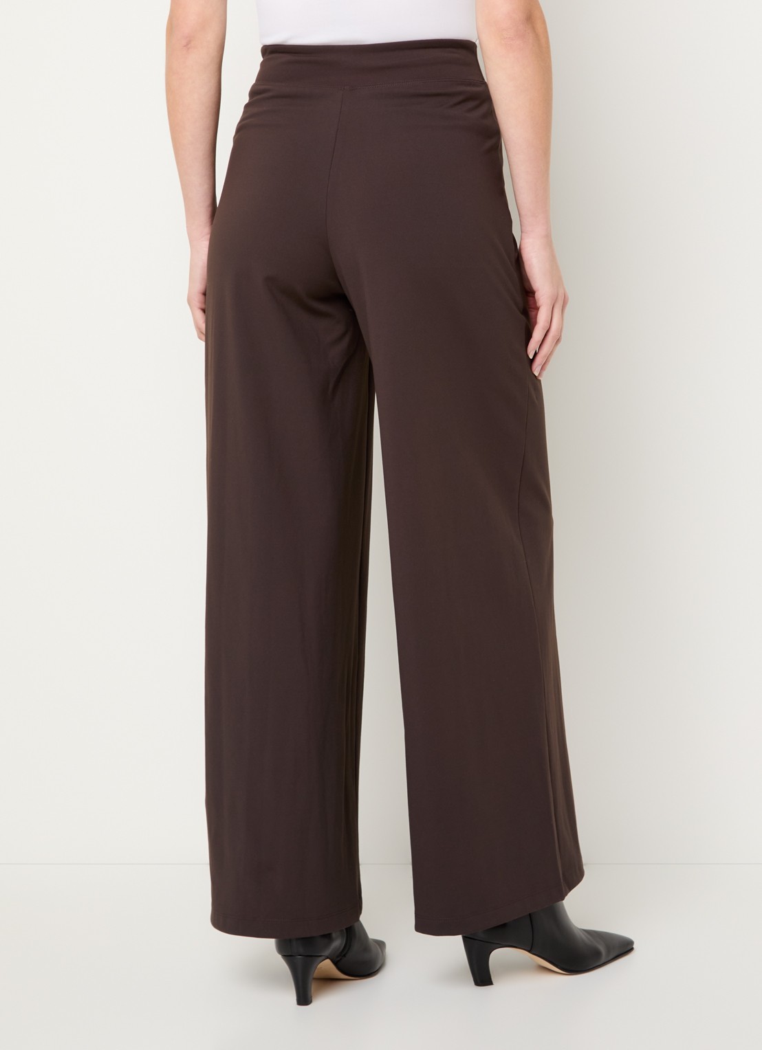 Ninepine Asana high waist wide fit pantalon - achterkant 3 donkerbruin