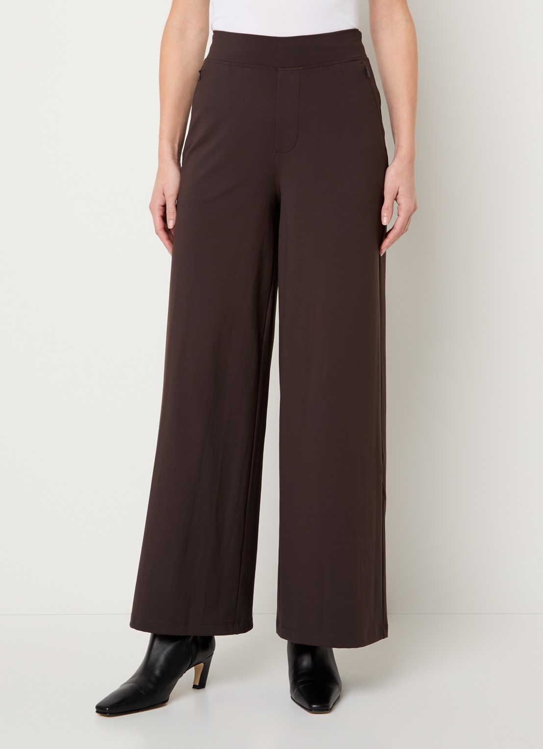 Ninepine Asana high waist wide fit pantalon - detail 4 donkerbruin