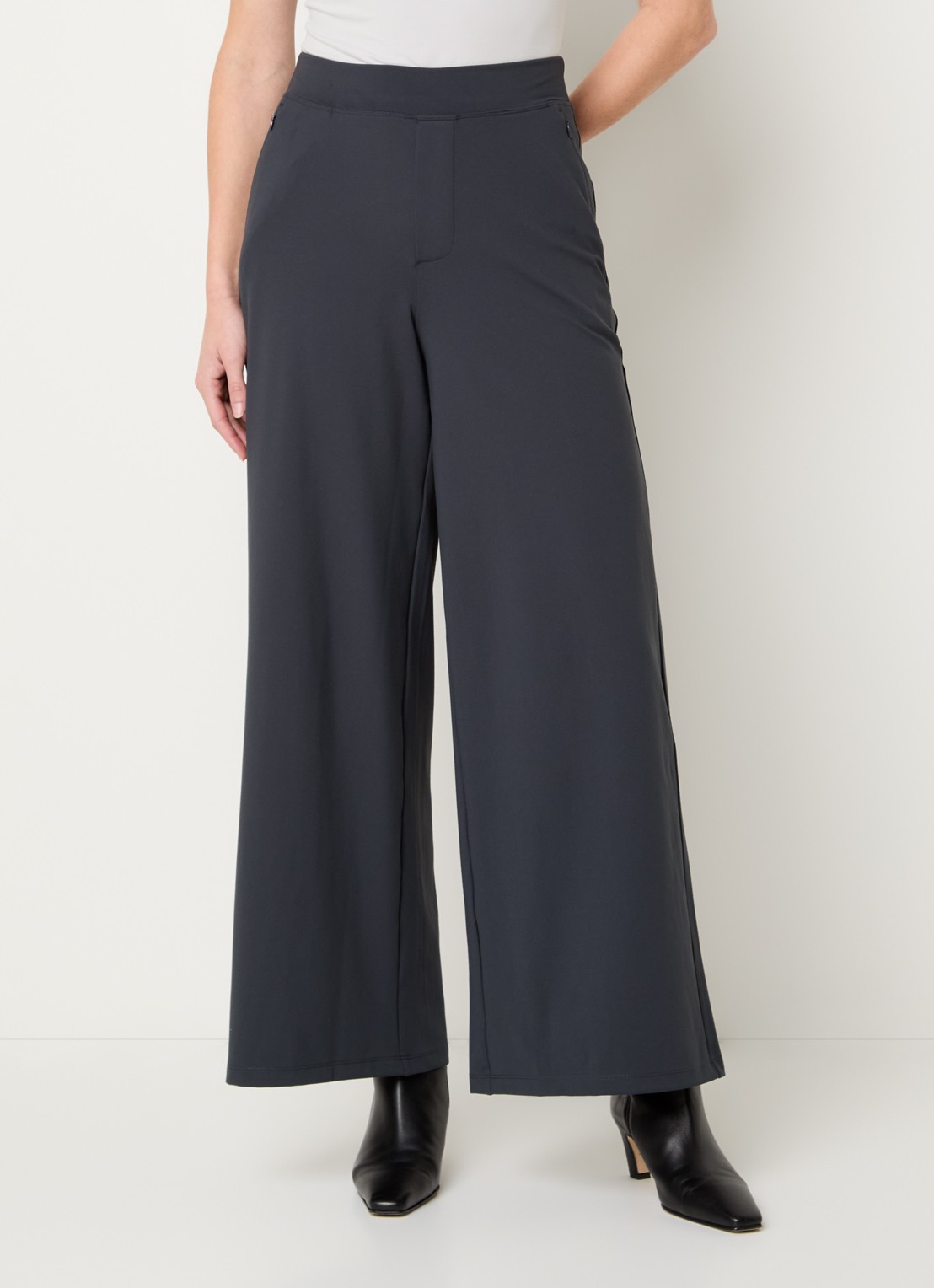 Ninepine Asana high waist wide fit pantalon - detail 4 donkergrijs