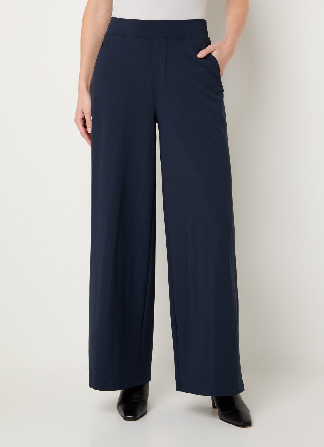 Ninepine Asana high waist wide fit pantalon - detail 3 donkerblauw