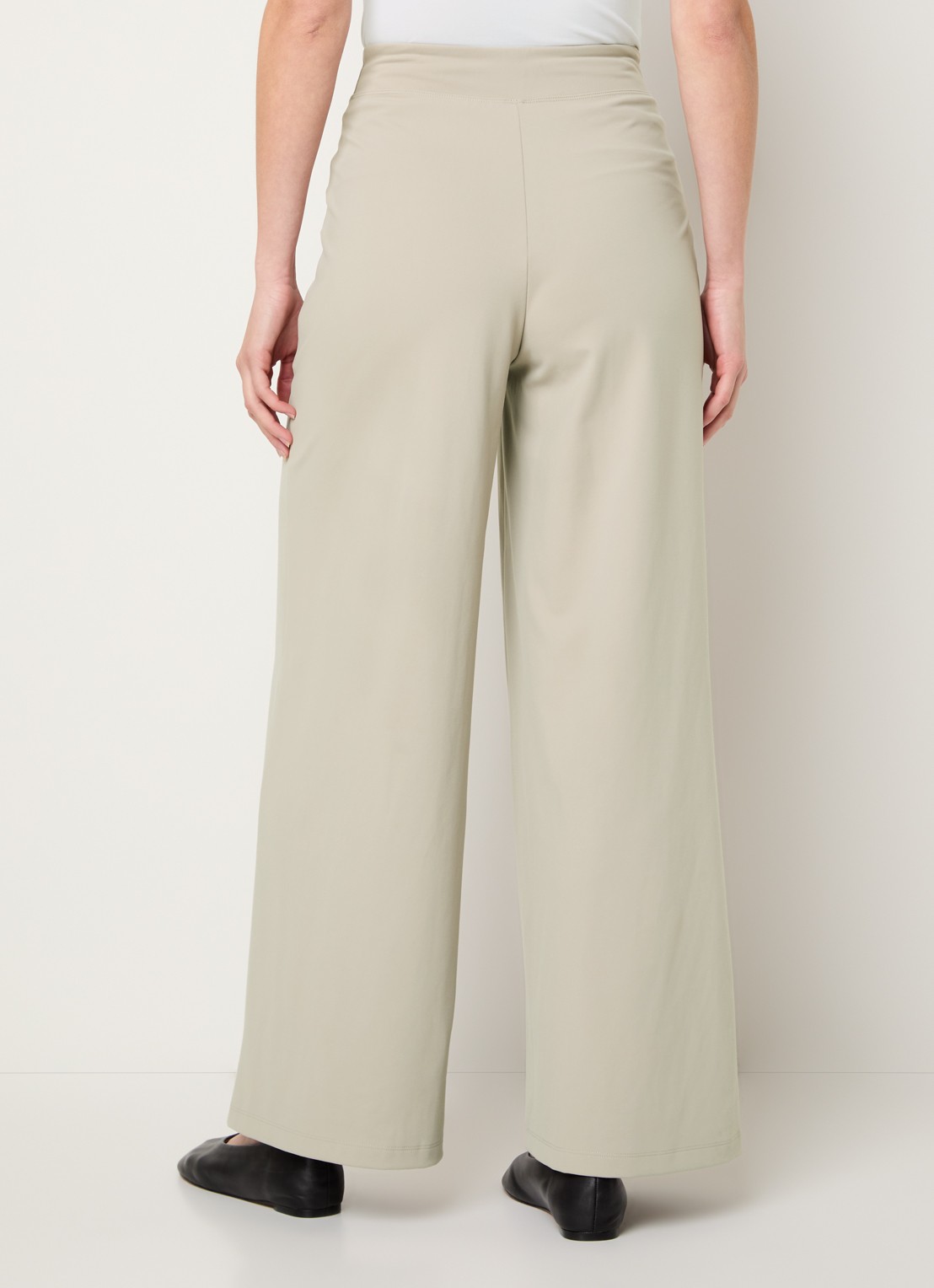 Ninepine Asana high waist wide fit pantalon - achterkant 4 beige