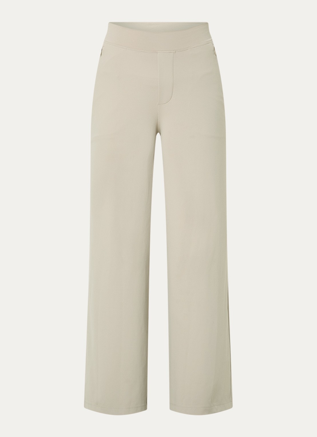 Ninepine Asana high waist wide fit pantalon - voorkant 2 beige