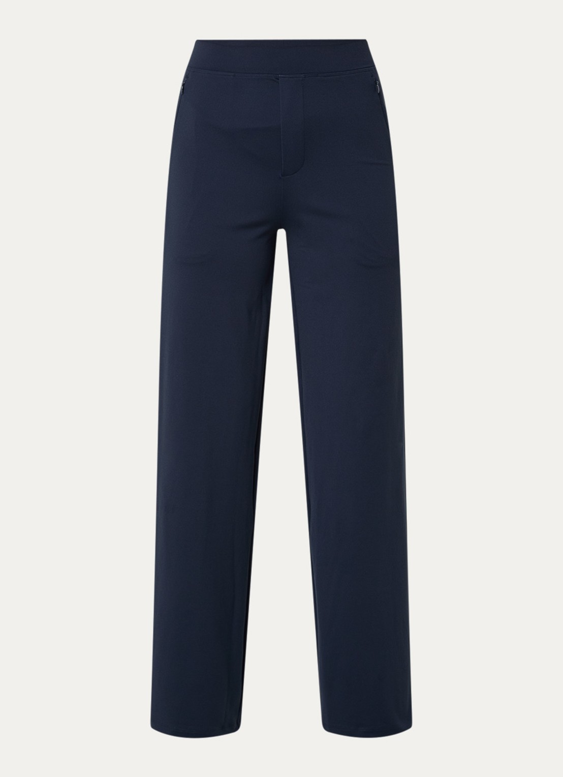 Ninepine Asana Relaxed high waist straight fit broek met ritszakken - voorkant 3 donkerblauw