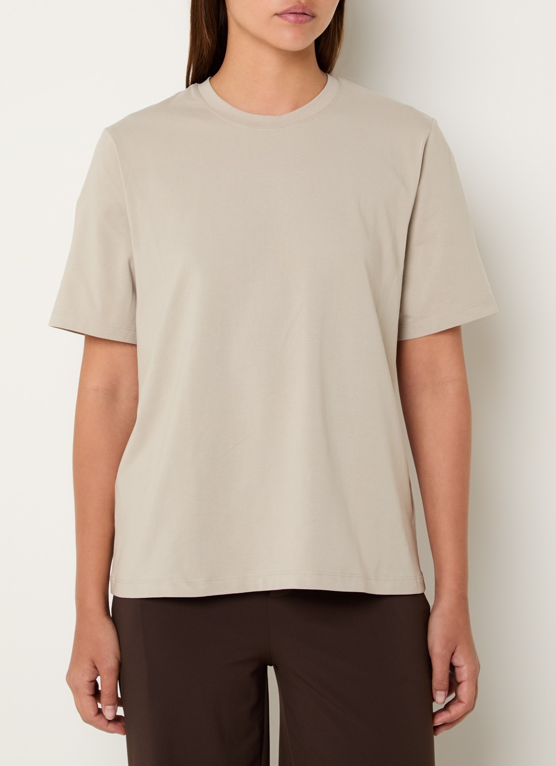 Ninepine Classic Pima T-shirt met ronde hals - detail 4 khaki