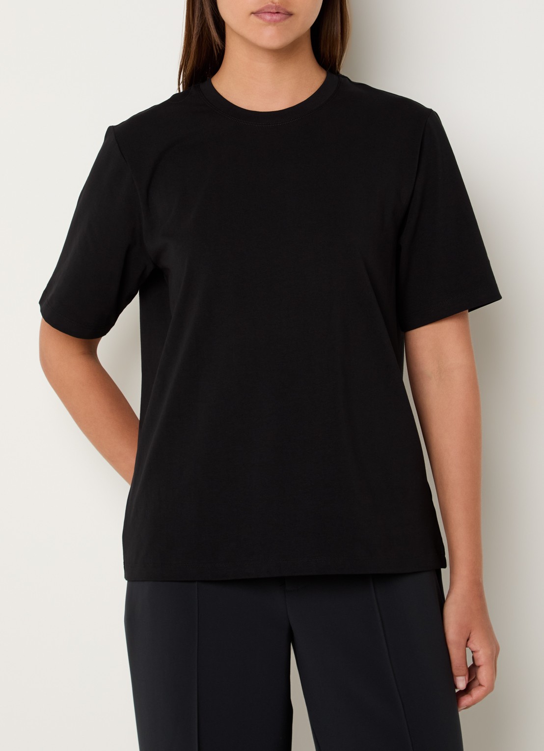 Ninepine Classic Pima T-shirt met ronde hals - detail 4 zwart