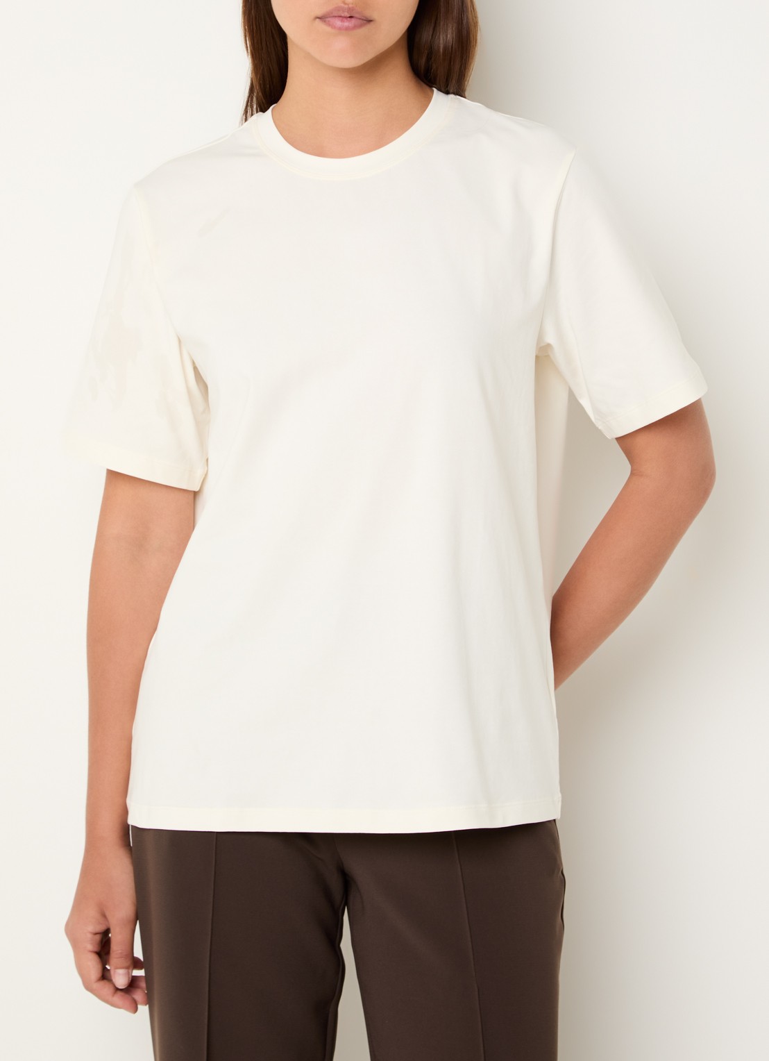 Ninepine Classic Pima T-shirt met ronde hals - detail 4 gebroken wit