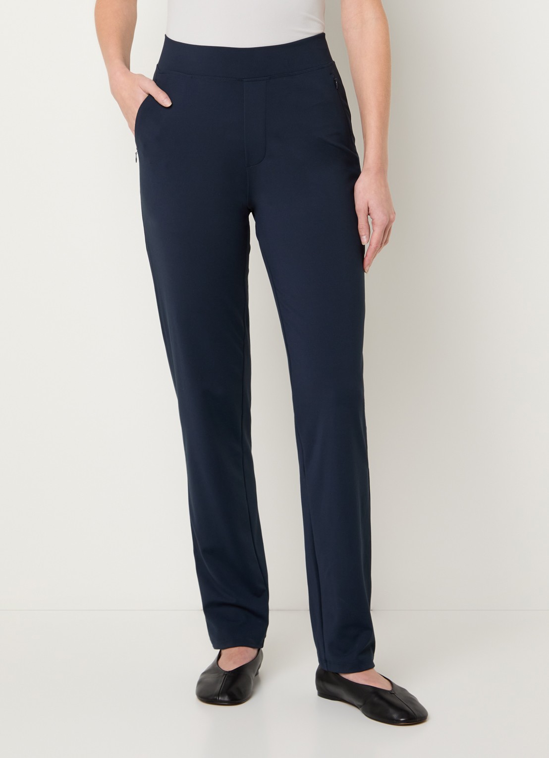Ninepine High waist slim fit broek met ritszakken - detail donkerblauw