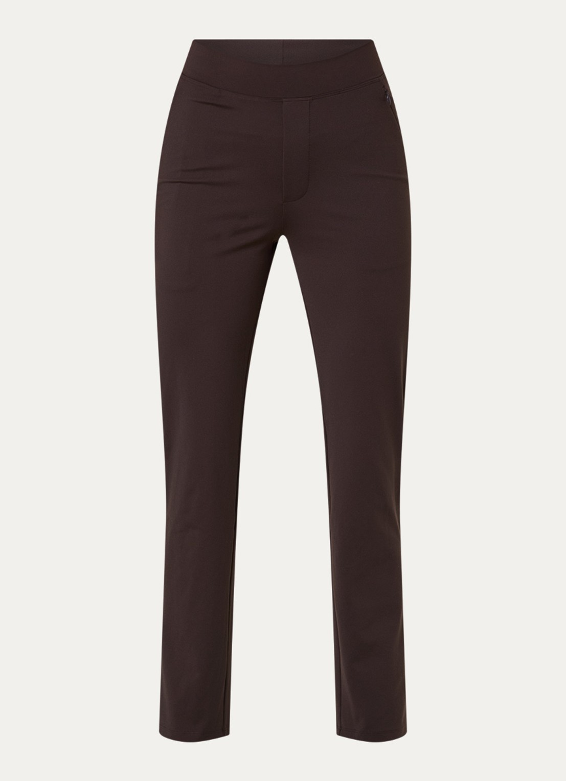 Ninepine High waist slim fit broek met ritszakken - voorkant donkerbruin