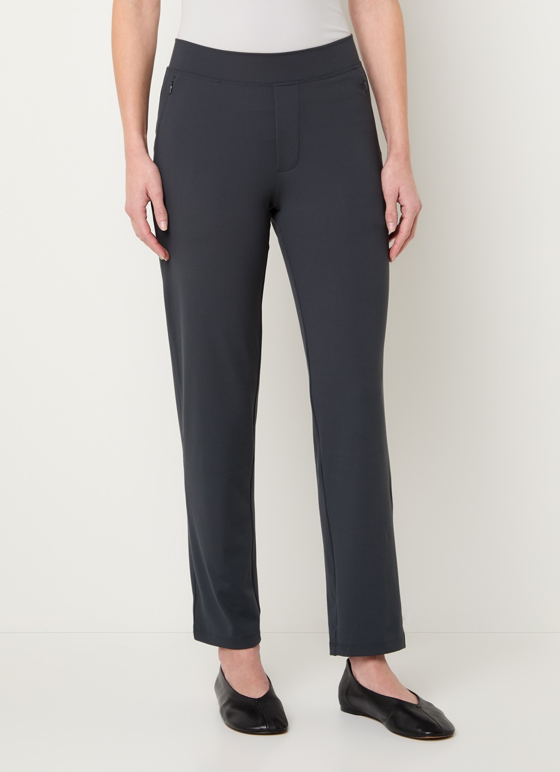 Ninepine High waist slim fit broek met ritszakken - detail 3 donkergrijs