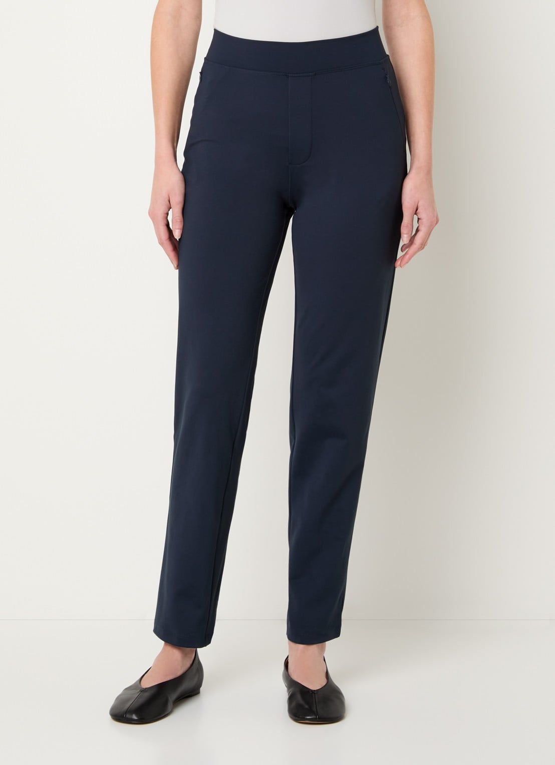 Ninepine High waist slim fit broek met ritszakken - detail 2 donkerblauw