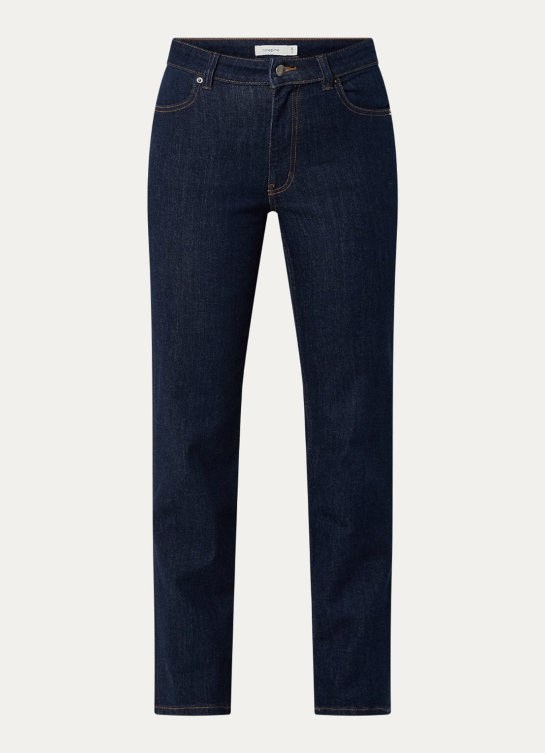 Ninepine High waist slim fit jeans met donkere wassing - voorkant indigo