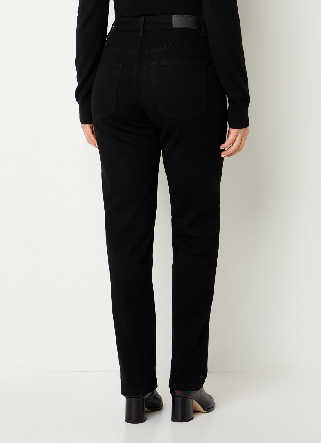 Ninepine High waist slim fit jeans met gekleurde wassing - achterkant 3 zwart