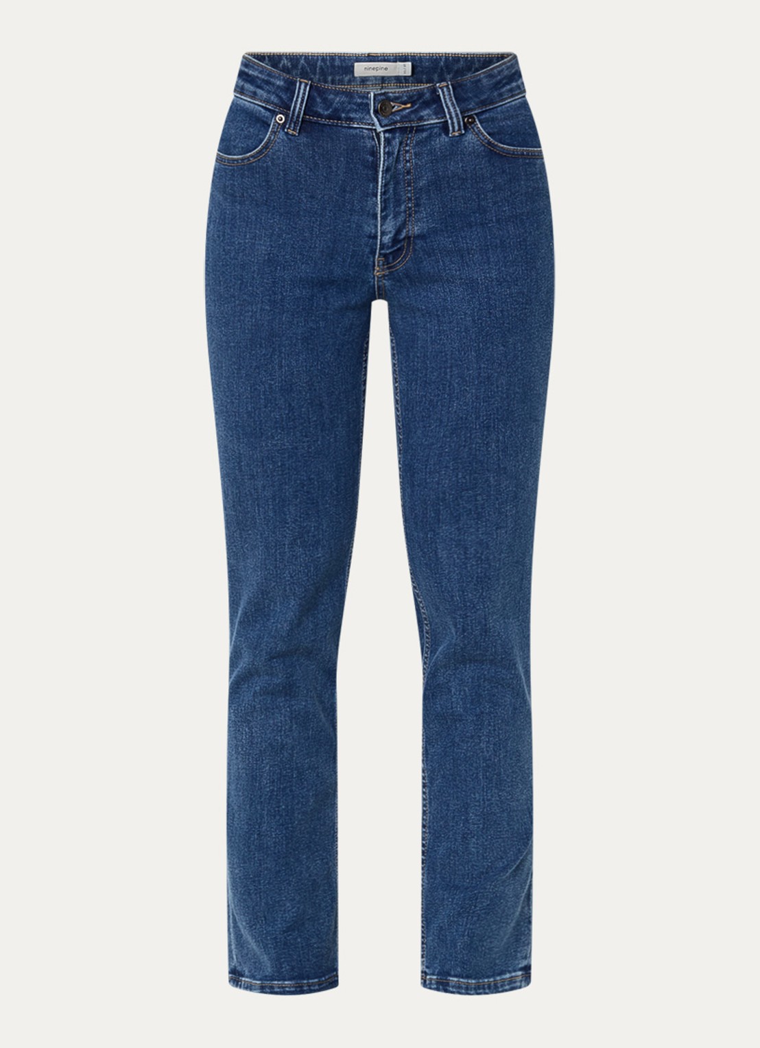 Ninepine High waist slim fit jeans met gekleurde wassing - voorkant 2 indigo