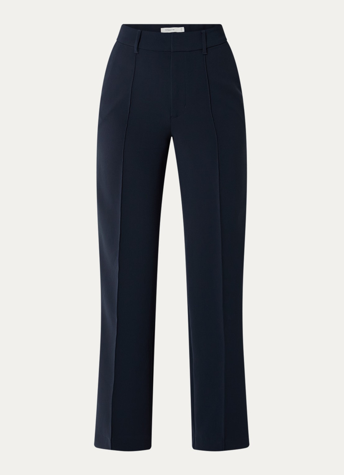 Ninepine High waist straight fit pantalon met persplooi - voorkant 2 donkerblauw