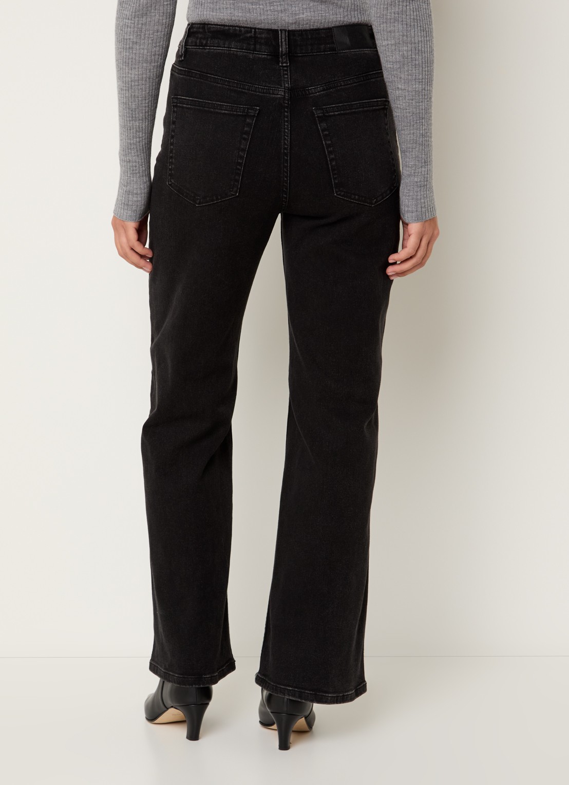 Ninepine High waist straight leg jeans met gekleurde wassing - achterkant 3 zwart
