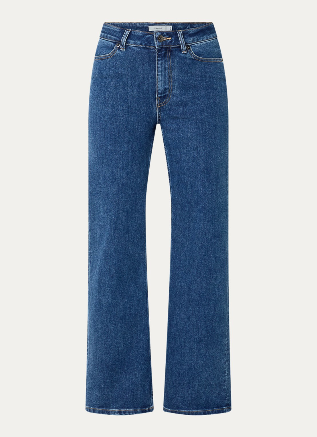 Ninepine High waist straight leg jeans met stretch - voorkant 2 indigo