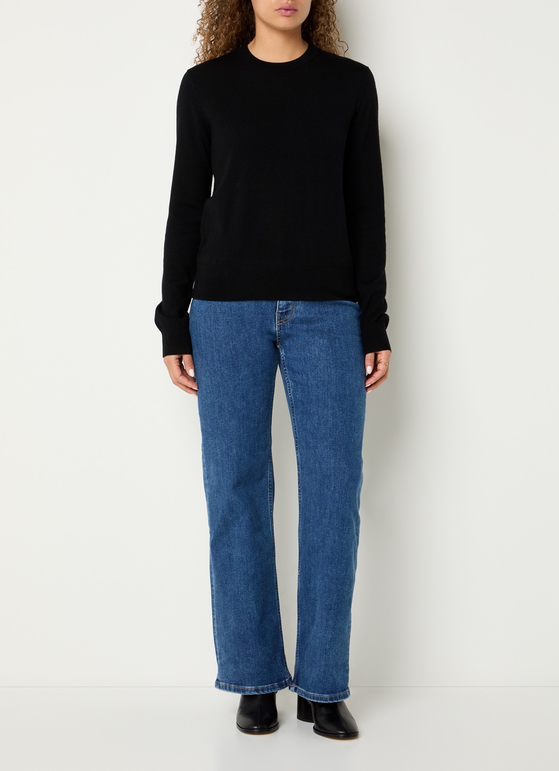Ninepine High waist straight leg jeans met stretch - voorkant 3 indigo