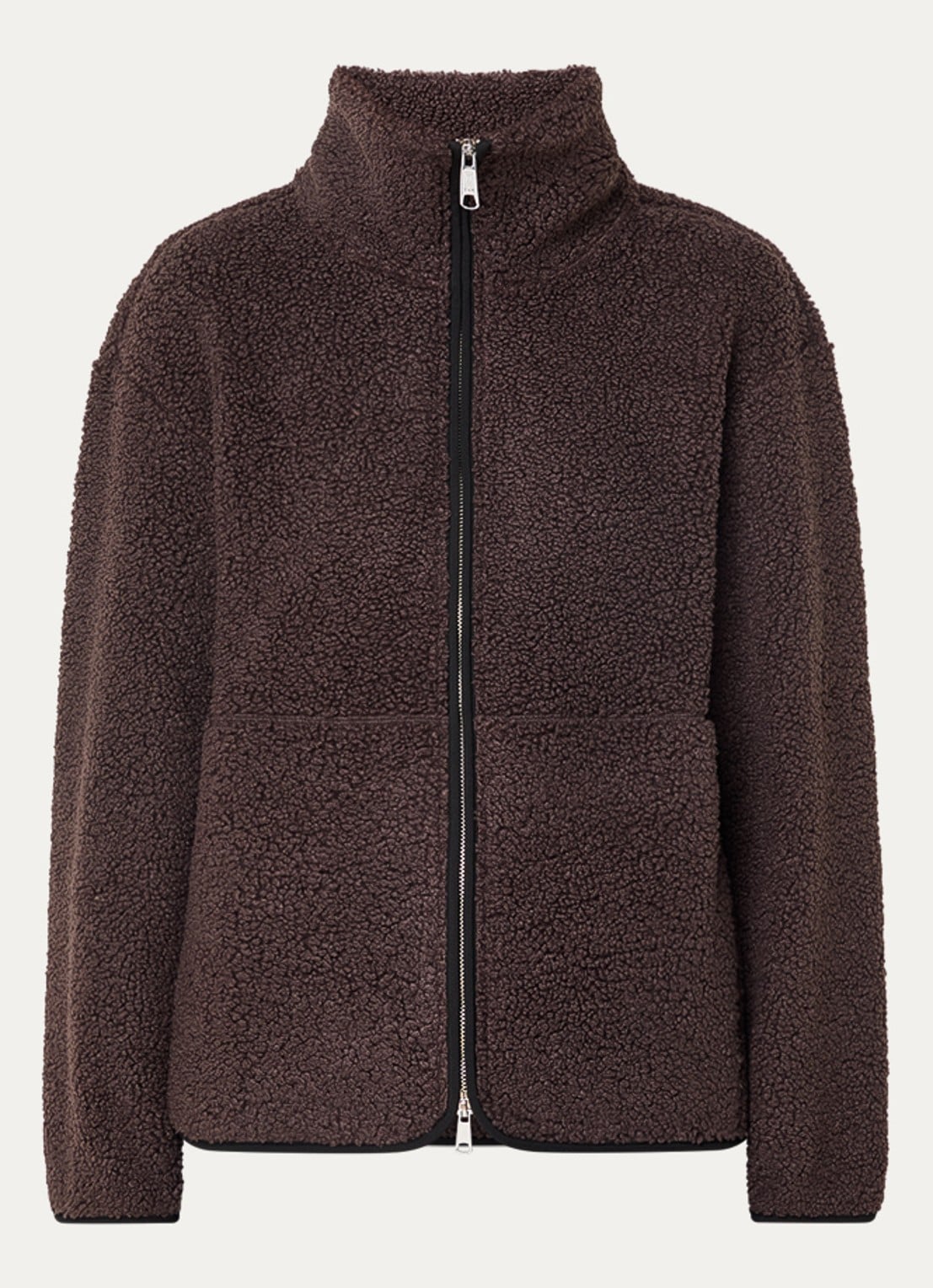 Ninepine Jack van fleece met ritszakken - voorkant kastanjebruin
