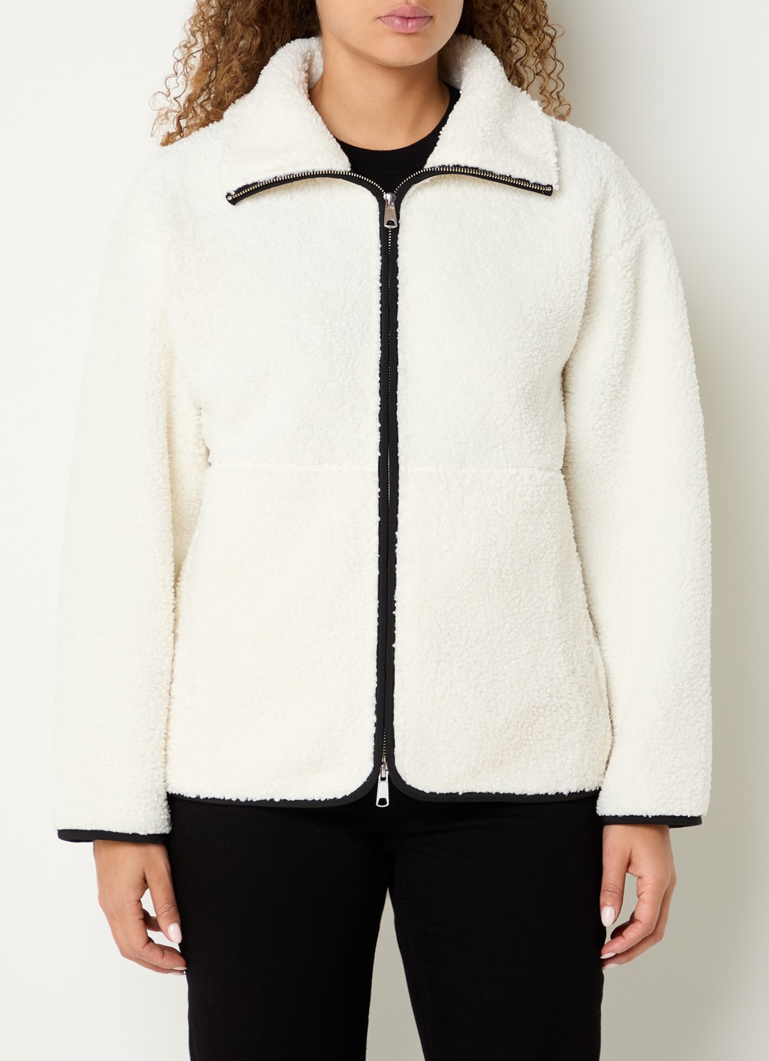 Ninepine Jack van fleece met ritszakken - detail 3 gebroken wit