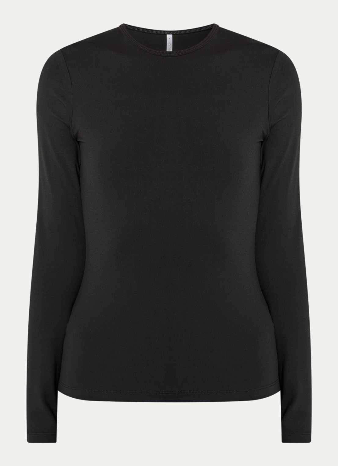 Ninepine Longsleeve met ronde hals - voorkant 2 zwart
