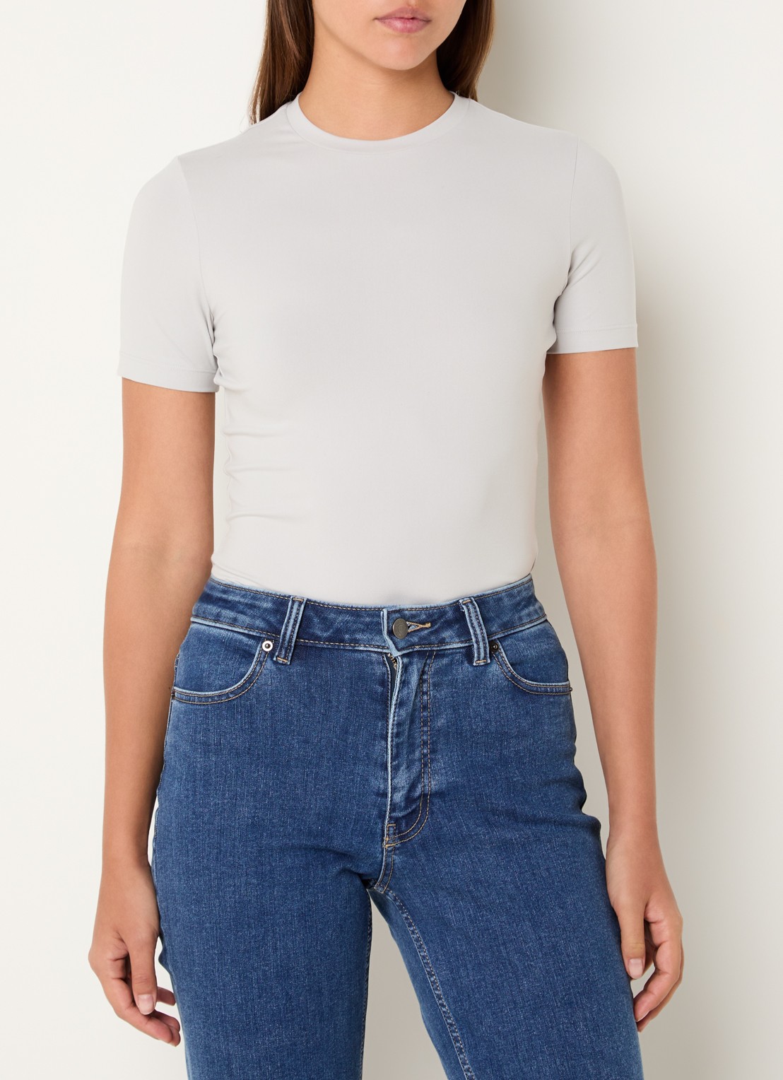 Ninepine Soft T-shirt met ronde hals - detail lichtgrijs
