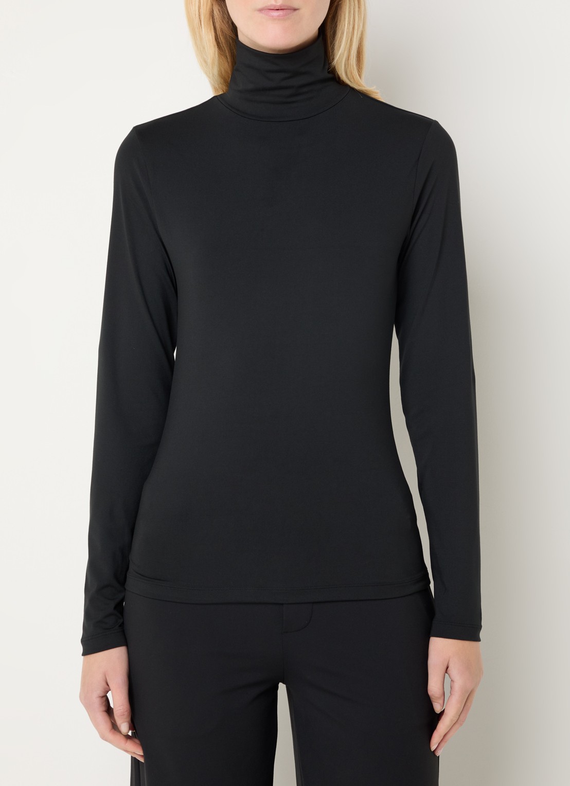 Ninepine Top van jersey met col - detail 4 zwart
