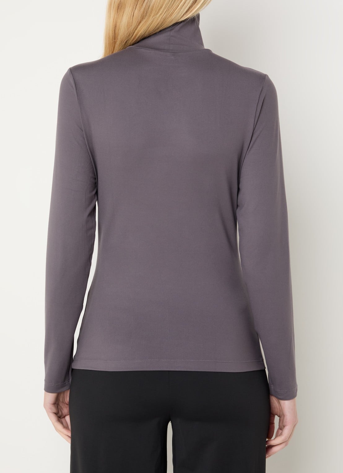 Ninepine Top van jersey met col - achterkant taupe