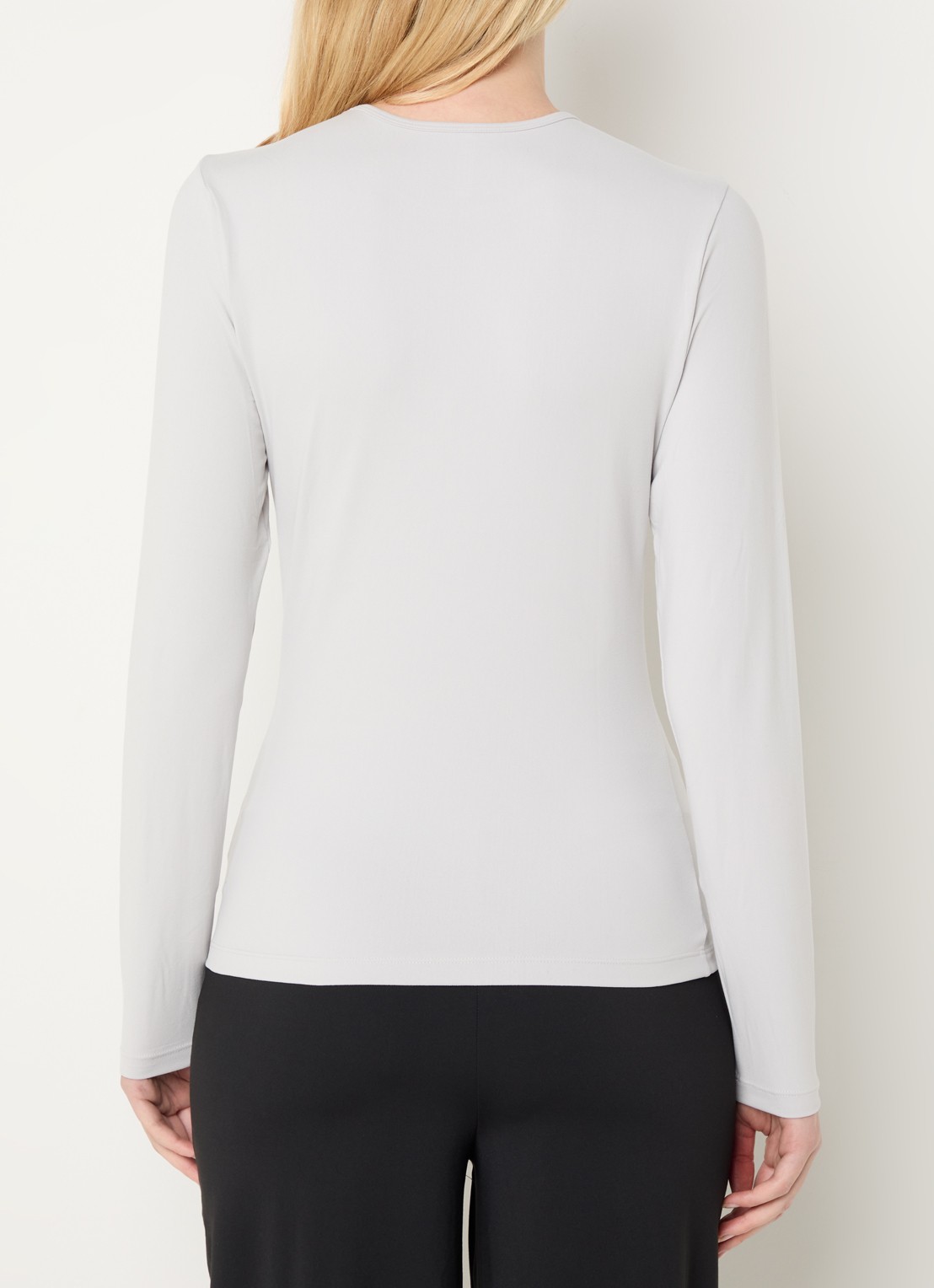 Ninepine Top van jersey met ronde hals - achterkant 3 lichtgrijs