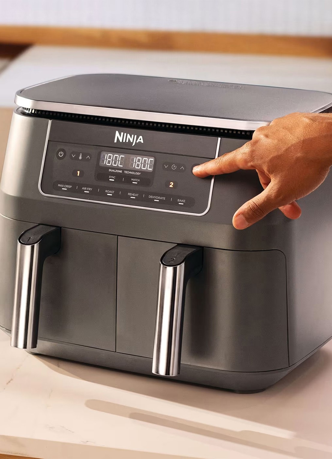 Ninja Dual Zone airfryer 7,6 liter DZ300EU - detail 4 zwart
