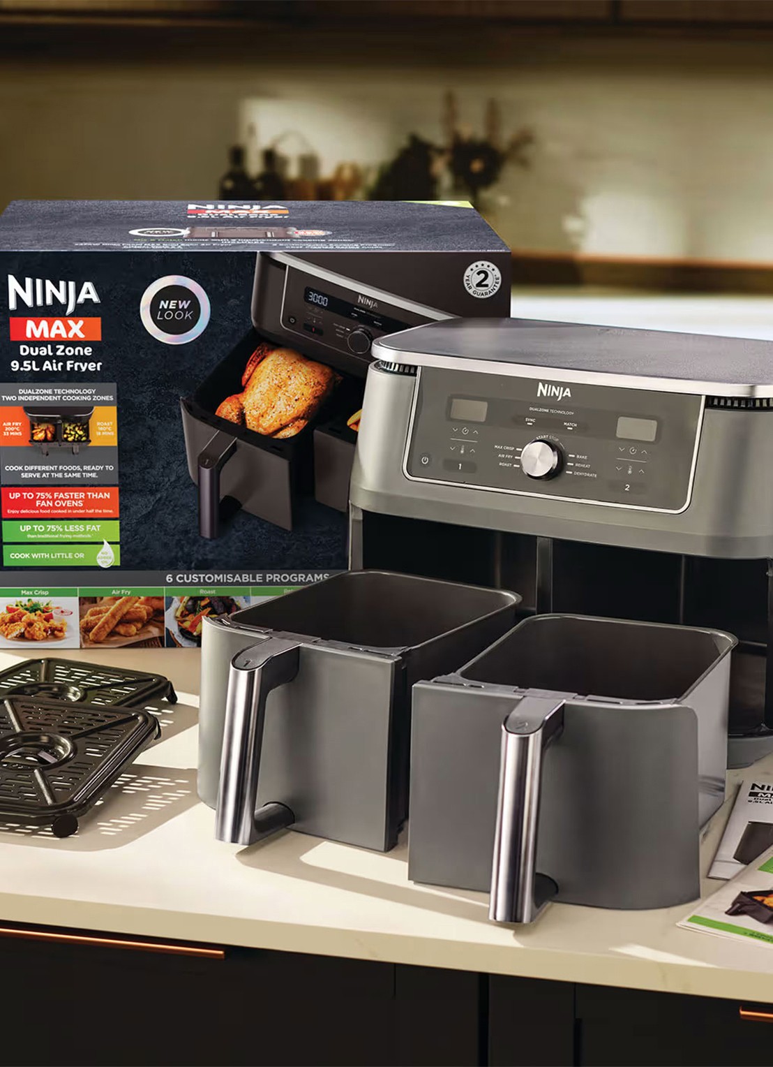 Ninja Dual Zone airfryer 9,5 liter DZ400EU - detail 3 zwart