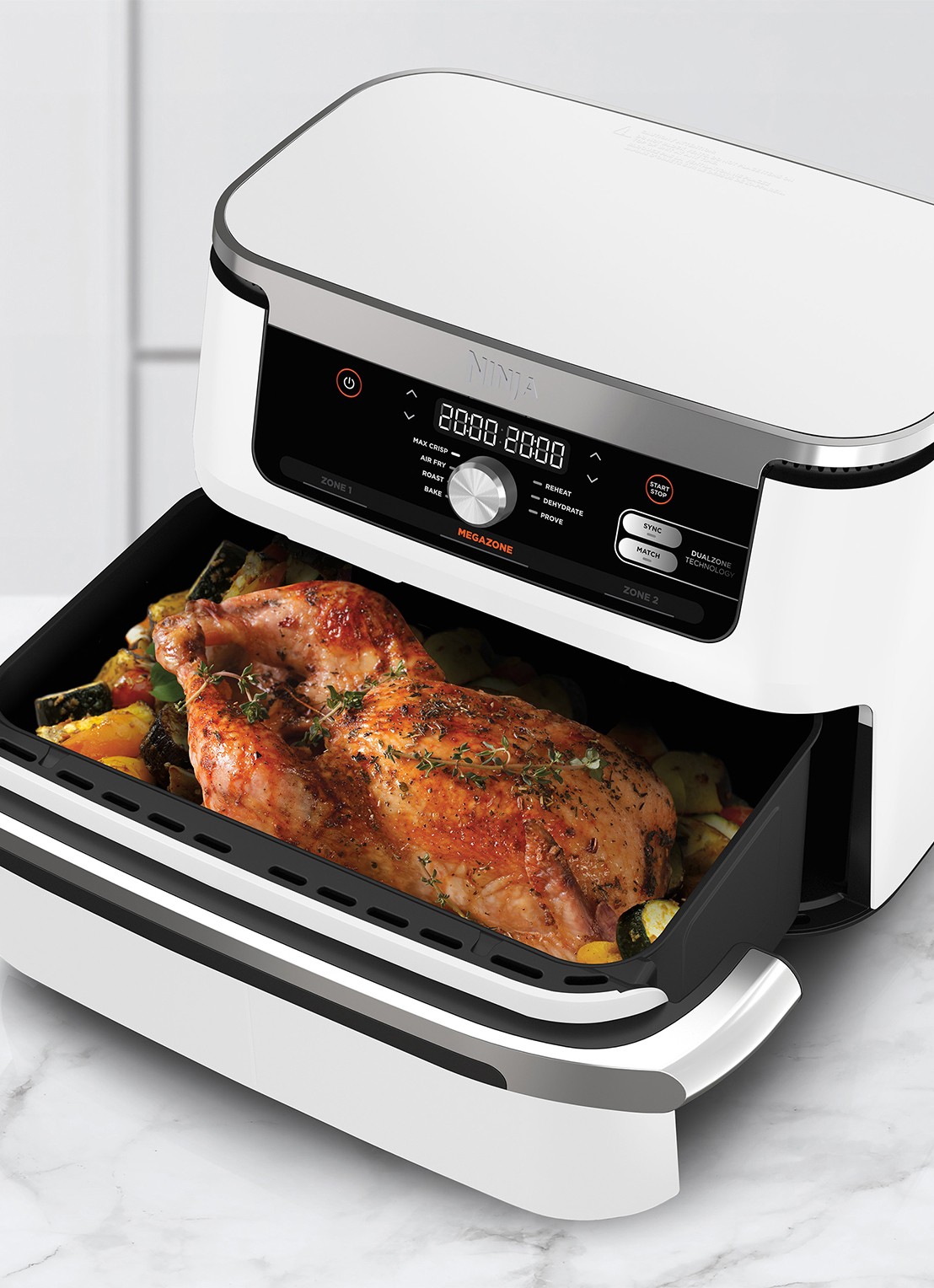 Ninja Foodi Flexdrawer Double airfryer 10,4 liter AF500EUWH - detail 4 wit
