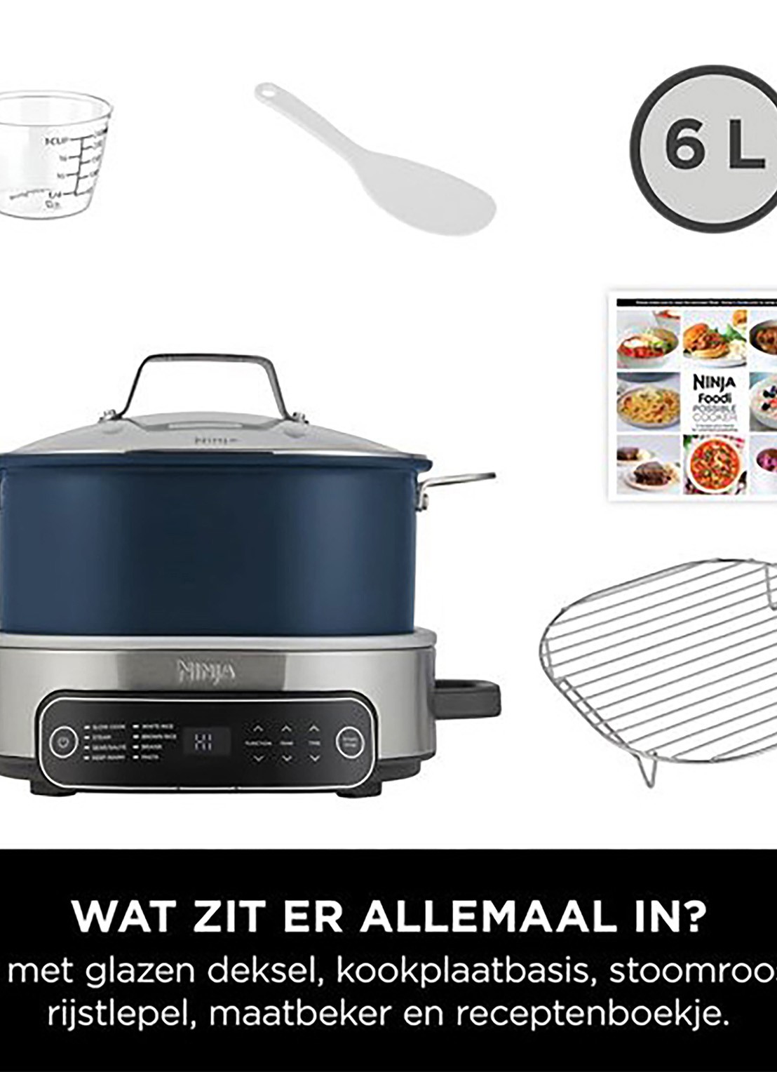Ninja Foodi PossibleCooker 8-in-1 slowcooker 6 liter  MC1101EU - detail 6 donkerblauw