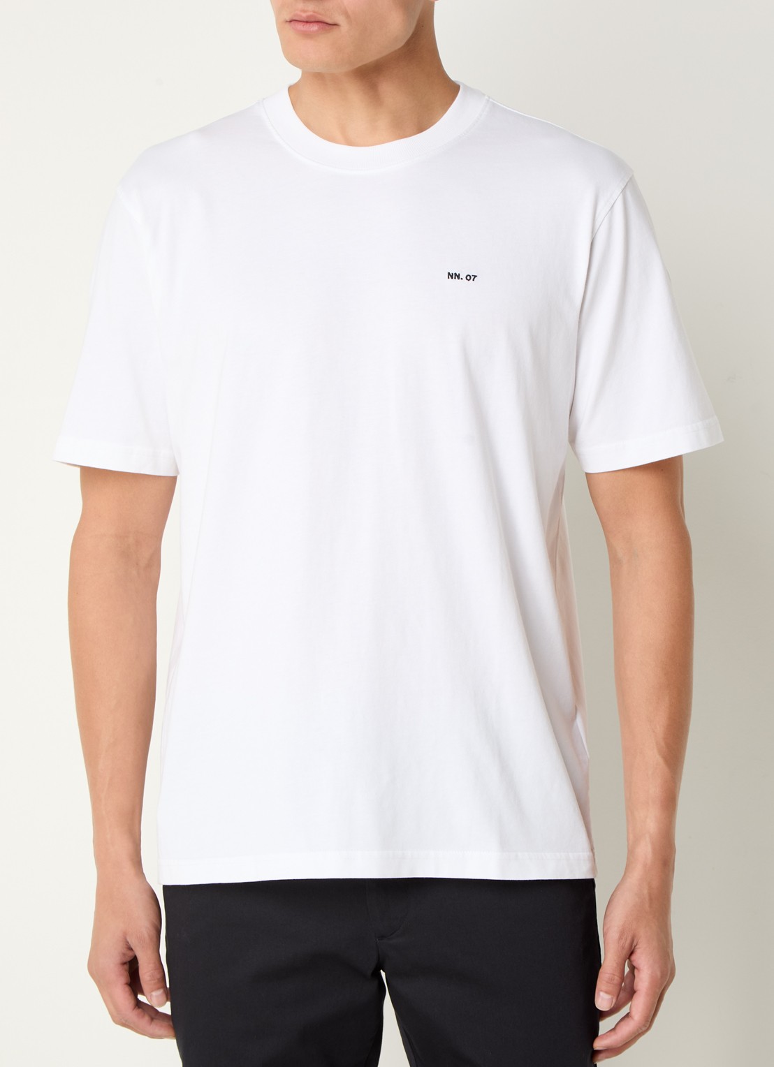 NN.07 Adam T-shirt met logo - detail 4 wit