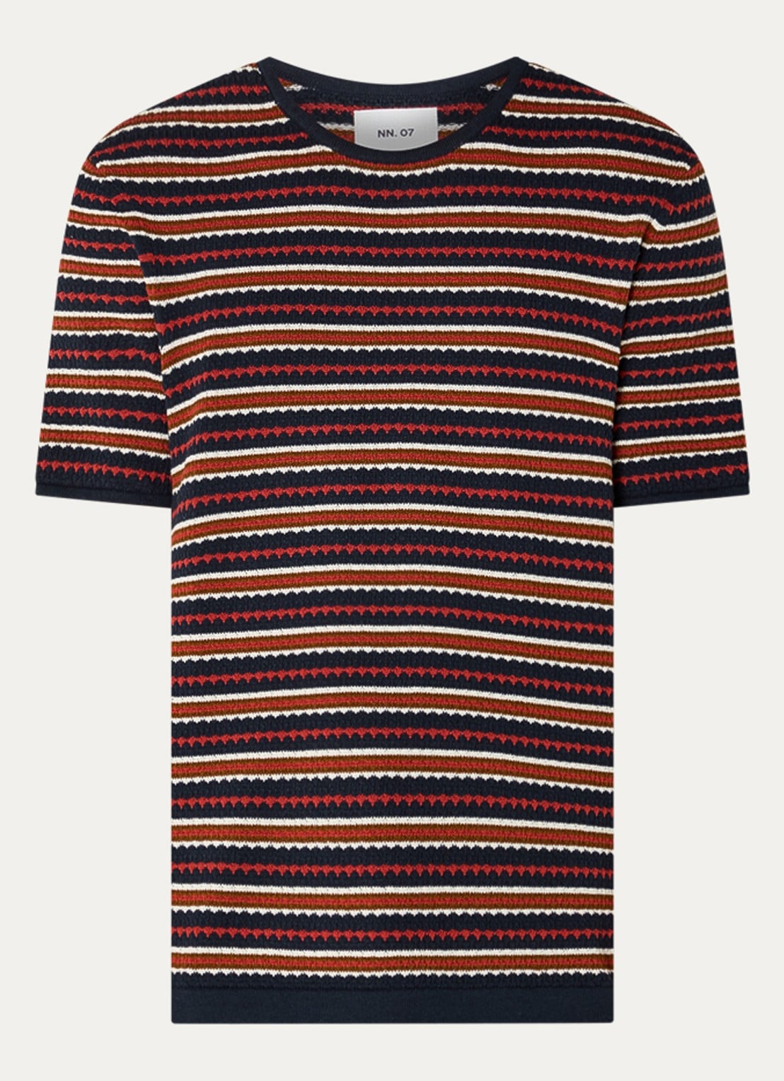 NN.07 Bari grofgebreid T-shirt met ingebreid patroon - voorkant 3 roodbruin