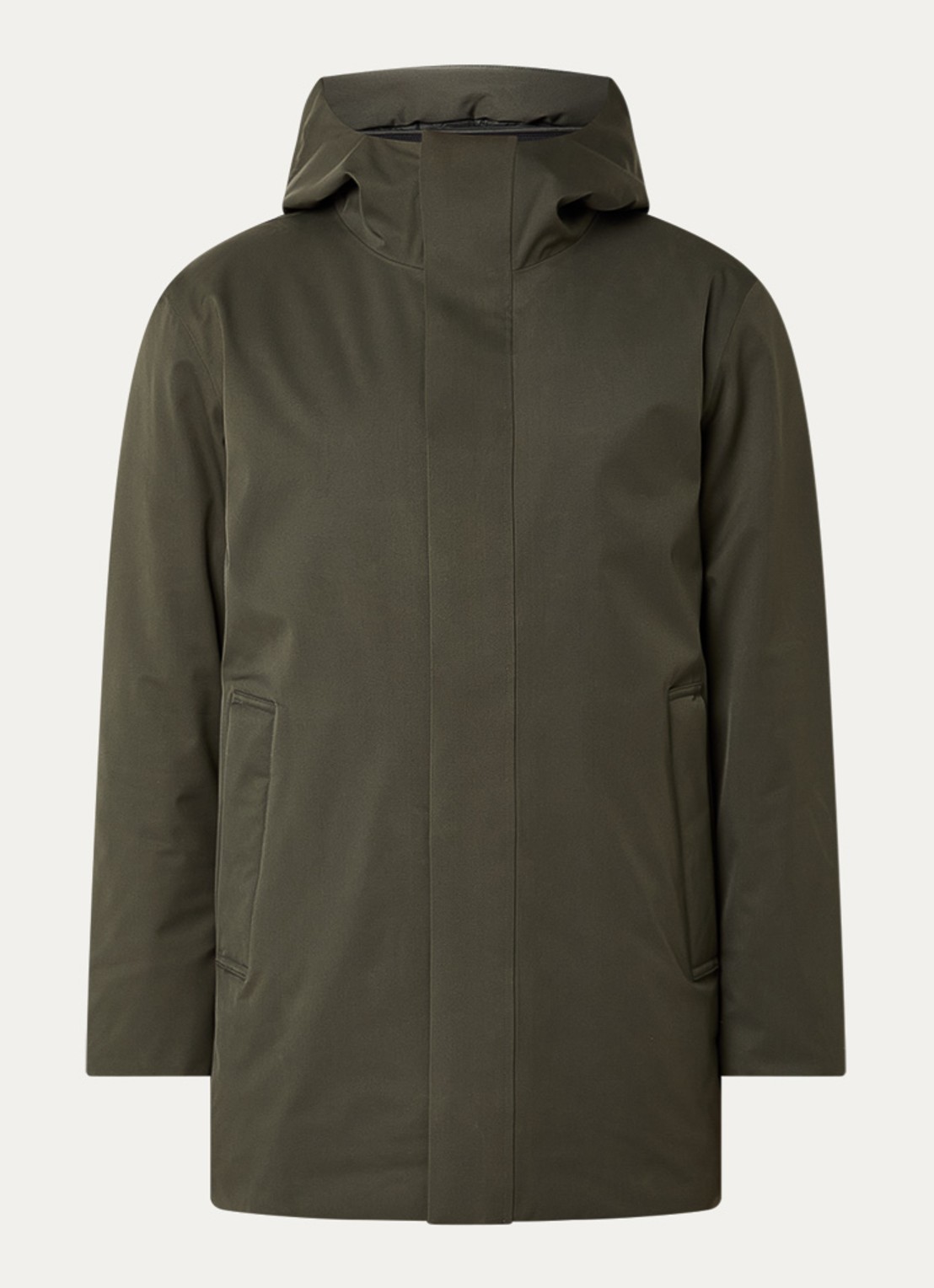 NN.07 Blake gewatteerde parka met capuchon en ritszakken  - voorkant 2 bronsgroen